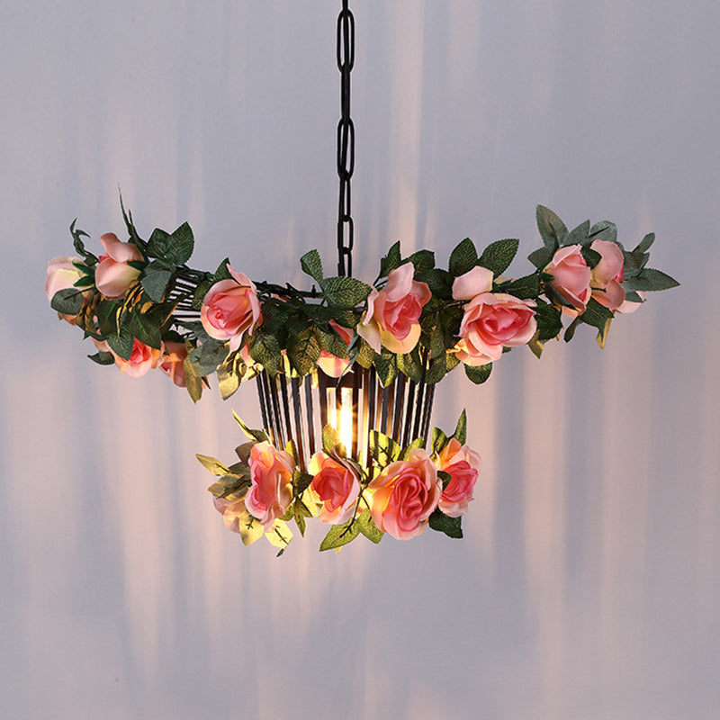18"/23.5" Wide 1 Light Rose Pendant Light Industrial Pink Metal Hanging Lamp for Restaurant Clearhalo 'Art Deco Pendants' 'Cast Iron' 'Ceiling Lights' 'Ceramic' 'Crystal' 'Industrial Pendants' 'Industrial' 'Metal' 'Middle Century Pendants' 'Pendant Lights' 'Pendants' 'Tiffany' Lighting' 368136