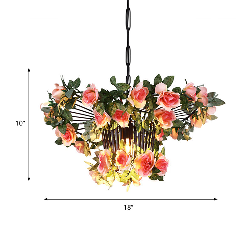 18"/23.5" Wide 1 Light Rose Pendant Light Industrial Pink Metal Hanging Lamp for Restaurant Clearhalo 'Art Deco Pendants' 'Cast Iron' 'Ceiling Lights' 'Ceramic' 'Crystal' 'Industrial Pendants' 'Industrial' 'Metal' 'Middle Century Pendants' 'Pendant Lights' 'Pendants' 'Tiffany' Lighting' 368137