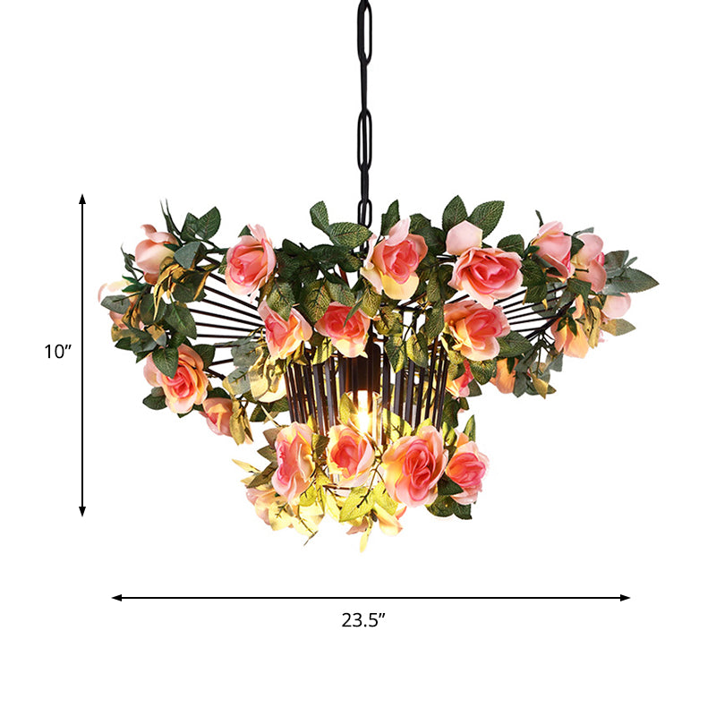 18"/23.5" Wide 1 Light Rose Pendant Light Industrial Pink Metal Hanging Lamp for Restaurant Clearhalo 'Art Deco Pendants' 'Cast Iron' 'Ceiling Lights' 'Ceramic' 'Crystal' 'Industrial Pendants' 'Industrial' 'Metal' 'Middle Century Pendants' 'Pendant Lights' 'Pendants' 'Tiffany' Lighting' 368138