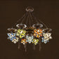 Stained Glass Star Pendant Light with Gear 6/9 Lights Chandelier Lamp in Rust for Restaurant Clearhalo 'Ceiling Lights' 'Chandeliers' 'Industrial' 'Middle Century Chandeliers' 'Tiffany Chandeliers' 'Tiffany close to ceiling' 'Tiffany' Lighting' 36861