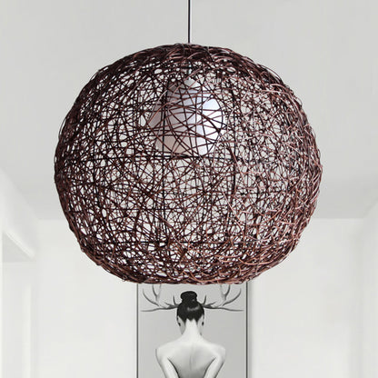 Sphere Pendant Lamp Asia Rattan 1 Head Coffee Hanging Light Fixture for Living Room Coffee Clearhalo 'Ceiling Lights' 'Pendant Lights' 'Pendants' Lighting' 369061_985435c0-7113-4c32-ac6e-a36789080943