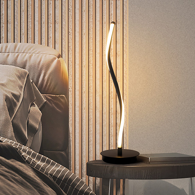 LED Curved Task Light Modernism Acrylic Night Table Lamp in White/Black for Living Room Clearhalo 'Lamps' 'Table Lamps' Lighting' 369233