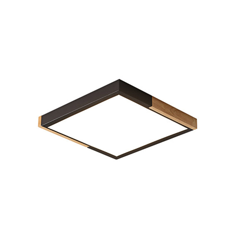 Spliced Square Flush Mount Light Nordic Metal Green/White/Black-Wood LED Ceiling Lighting in White/Warm/3 Color Light, 16"/19.5" Wide Clearhalo 'Ceiling Lights' 'Close To Ceiling Lights' 'Close to ceiling' 'Flush mount' Lighting' 369272