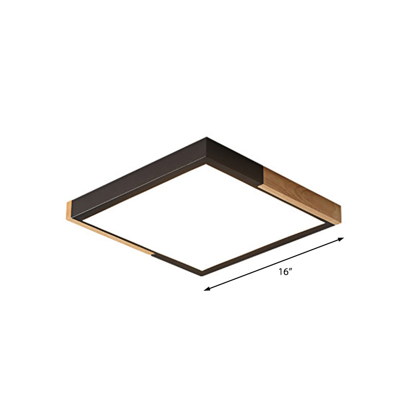 Spliced Square Flush Mount Light Nordic Metal Green/White/Black-Wood LED Ceiling Lighting in White/Warm/3 Color Light, 16"/19.5" Wide Clearhalo 'Ceiling Lights' 'Close To Ceiling Lights' 'Close to ceiling' 'Flush mount' Lighting' 369273