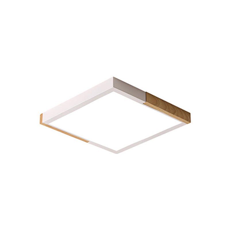 Spliced Square Flush Mount Light Nordic Metal Green/White/Black-Wood LED Ceiling Lighting in White/Warm/3 Color Light, 16"/19.5" Wide Clearhalo 'Ceiling Lights' 'Close To Ceiling Lights' 'Close to ceiling' 'Flush mount' Lighting' 369279