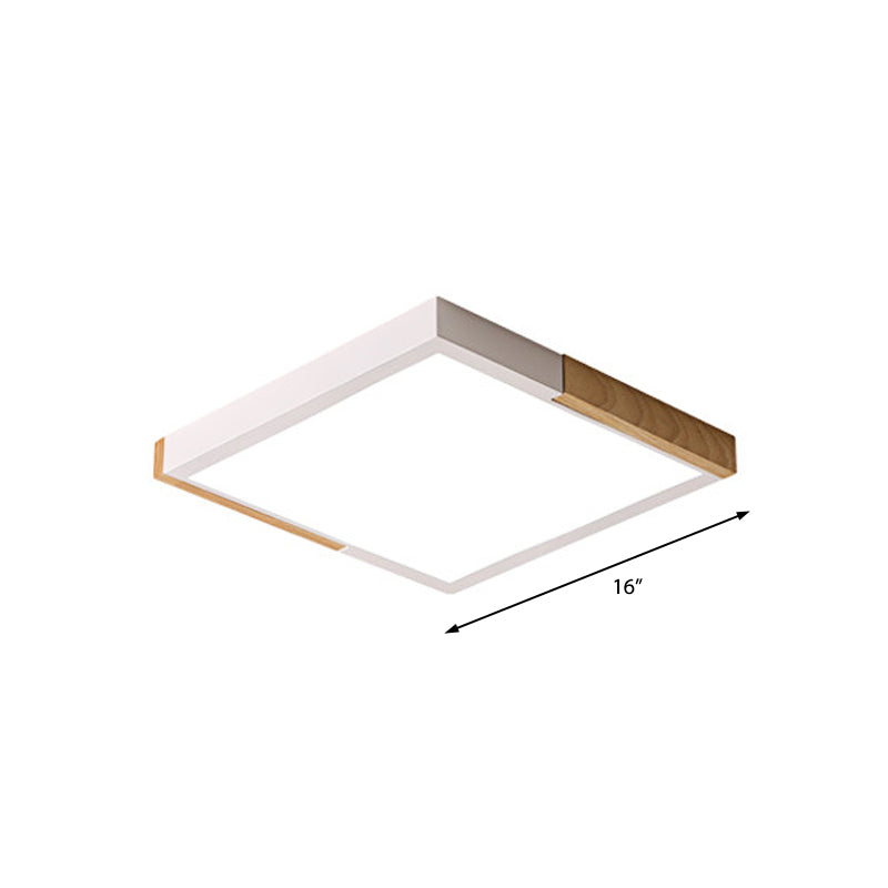 Spliced Square Flush Mount Light Nordic Metal Green/White/Black-Wood LED Ceiling Lighting in White/Warm/3 Color Light, 16"/19.5" Wide Clearhalo 'Ceiling Lights' 'Close To Ceiling Lights' 'Close to ceiling' 'Flush mount' Lighting' 369280