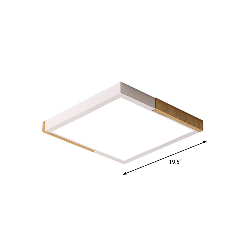 Spliced Square Flush Mount Light Nordic Metal Green/White/Black-Wood LED Ceiling Lighting in White/Warm/3 Color Light, 16"/19.5" Wide Clearhalo 'Ceiling Lights' 'Close To Ceiling Lights' 'Close to ceiling' 'Flush mount' Lighting' 369283