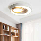 Acrylic Double Circle Ceiling Light Nordic Green/White/Grey-Wood LED Flush Mount Recessed Lighting White Clearhalo 'Ceiling Lights' 'Close To Ceiling Lights' 'Close to ceiling' 'Flush mount' Lighting' 369307