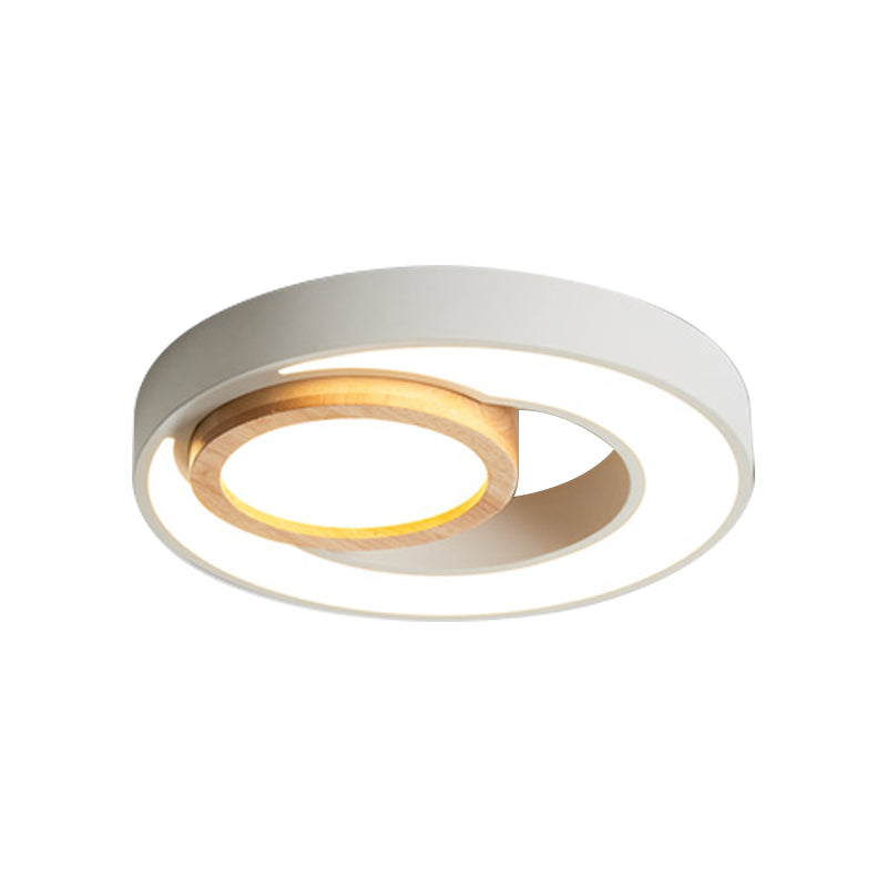 Acrylic Double Circle Ceiling Light Nordic Green/White/Grey-Wood LED Flush Mount Recessed Lighting Clearhalo 'Ceiling Lights' 'Close To Ceiling Lights' 'Close to ceiling' 'Flush mount' Lighting' 369309