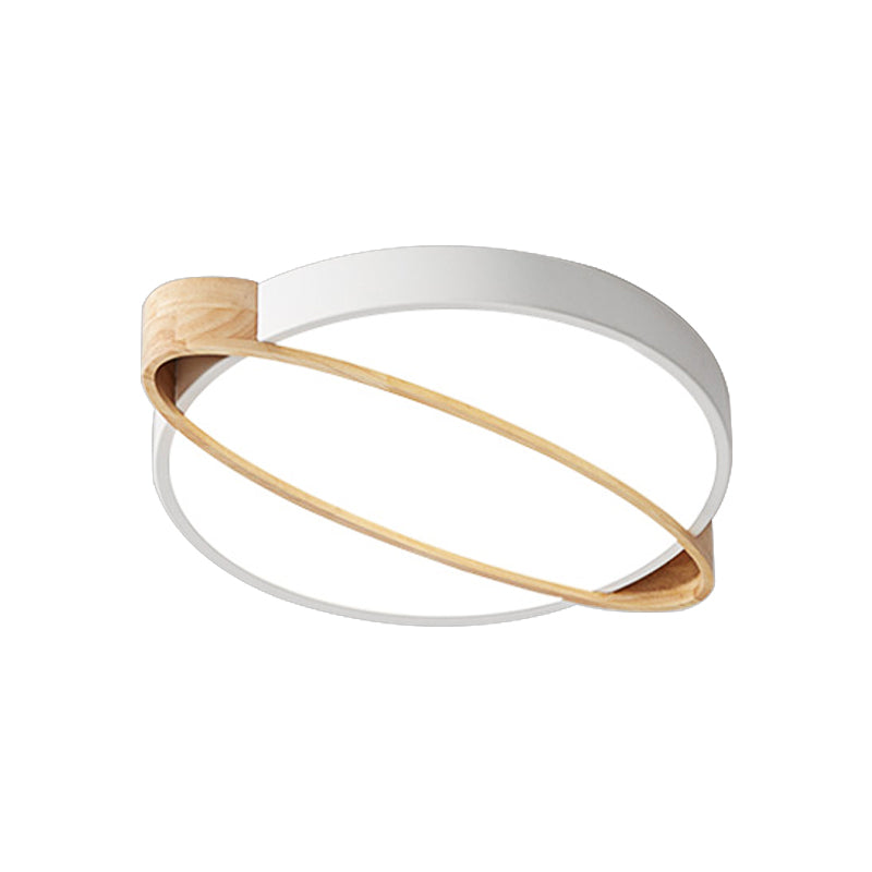 Orbit Design Ceiling Mount Lamp Nordic Acrylic Bedroom LED Flushmount Lighting in White/Green/Grey with Oval Wood Insert, 16"/19.5"/23.5" W Clearhalo 'Ceiling Lights' 'Close To Ceiling Lights' 'Close to ceiling' 'Flush mount' Lighting' 369341