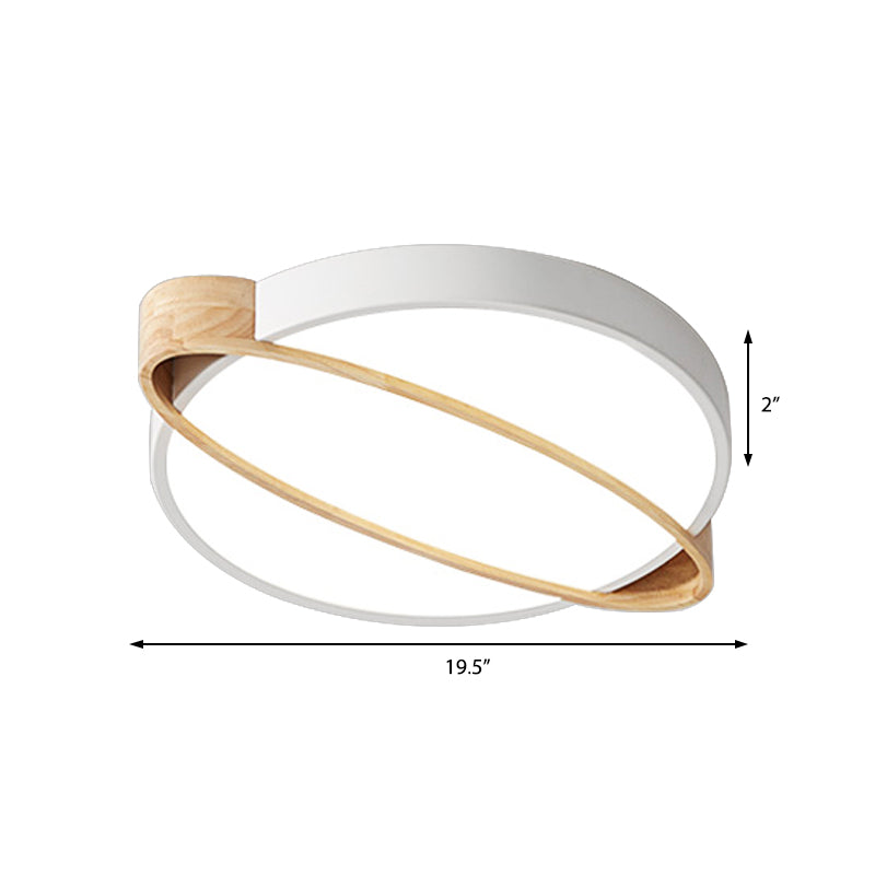 Orbit Design Ceiling Mount Lamp Nordic Acrylic Bedroom LED Flushmount Lighting in White/Green/Grey with Oval Wood Insert, 16"/19.5"/23.5" W Clearhalo 'Ceiling Lights' 'Close To Ceiling Lights' 'Close to ceiling' 'Flush mount' Lighting' 369345