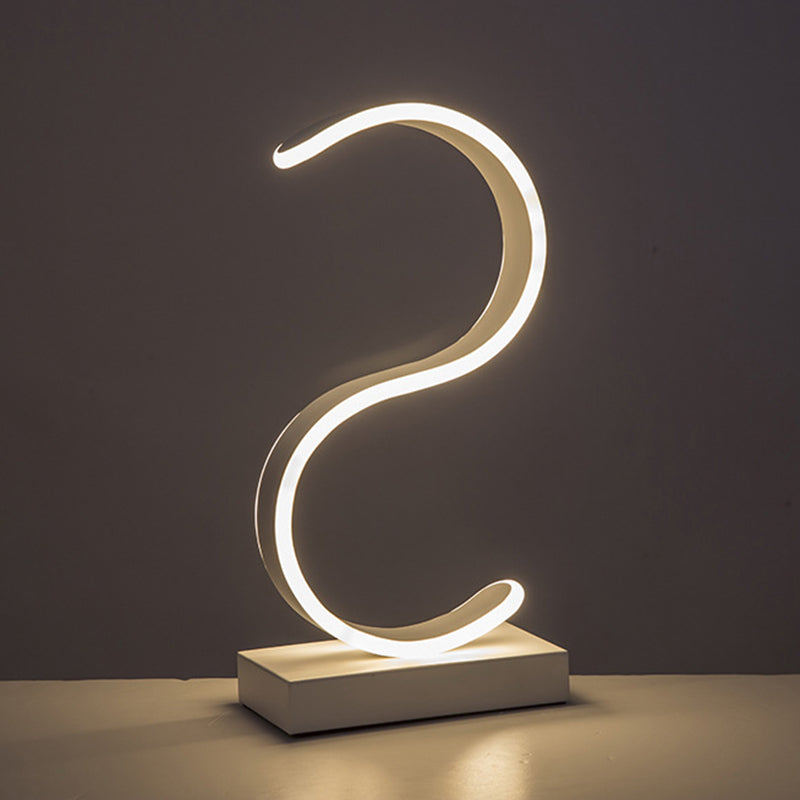 S Shape Light Feature Acrylic S-Shape Task Lighting Contemporary LED White Small Desk Lamp in ...