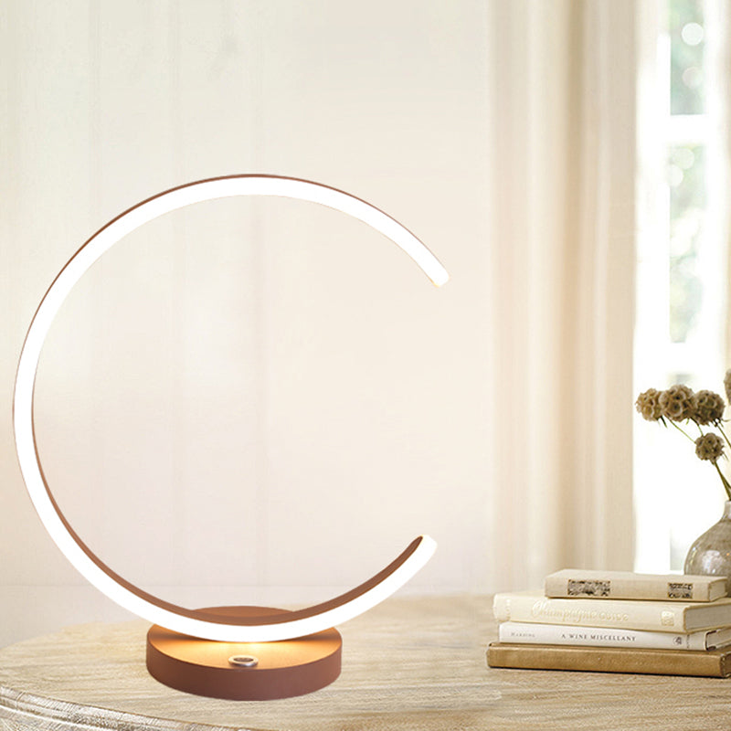Coffee Curved Nightstand Lamp Minimalism LED Acrylic Task Lighting in Warm/White Light Coffee Clearhalo 'Lamps' 'Table Lamps' Lighting' 369664