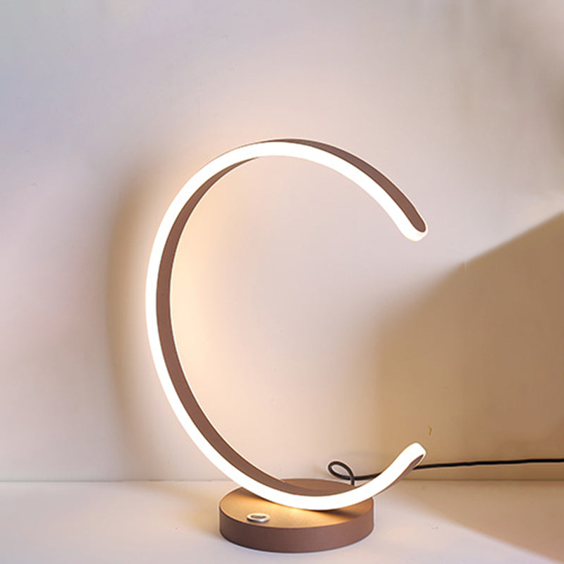 Coffee Curved Nightstand Lamp Minimalism LED Acrylic Task Lighting in Warm/White Light Clearhalo 'Lamps' 'Table Lamps' Lighting' 369665