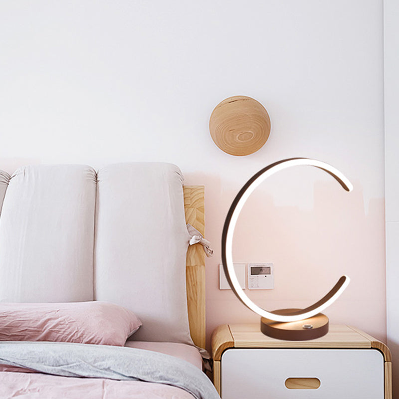 Coffee Curved Nightstand Lamp Minimalism LED Acrylic Task Lighting in Warm/White Light Clearhalo 'Lamps' 'Table Lamps' Lighting' 369666
