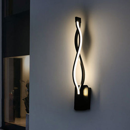Contemporary LED Wall Lighting Black/White Curvy Sconce Light Fixture with Acrylic Shade, Warm/White Light Black Clearhalo 'Modern wall lights' 'Modern' 'Wall Lamps & Sconces' 'Wall Lights' Lighting' 369761