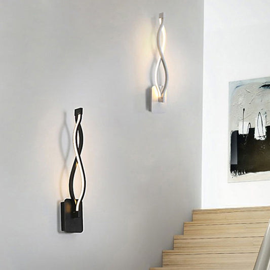 Contemporary LED Wall Lighting Black/White Curvy Sconce Light Fixture with Acrylic Shade, Warm/White Light Clearhalo 'Modern wall lights' 'Modern' 'Wall Lamps & Sconces' 'Wall Lights' Lighting' 369762