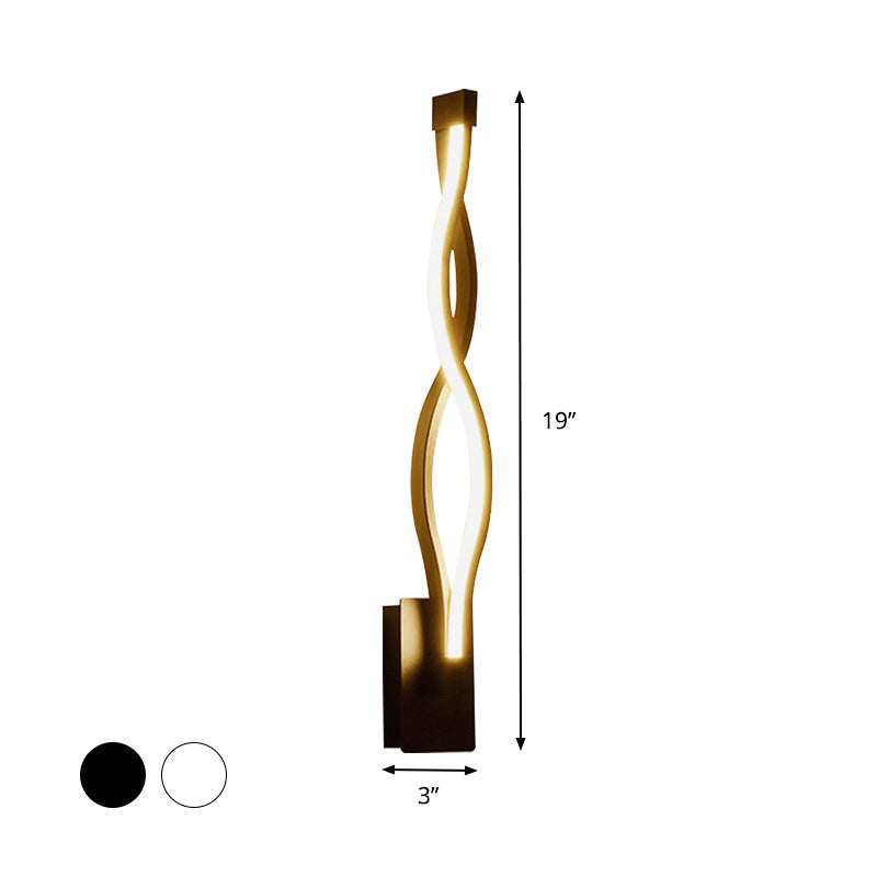 Contemporary LED Wall Lighting Black/White Curvy Sconce Light Fixture with Acrylic Shade, Warm/White Light Clearhalo 'Modern wall lights' 'Modern' 'Wall Lamps & Sconces' 'Wall Lights' Lighting' 369765