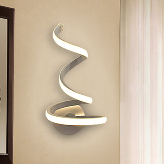 LED Dining Room Sconce Light Modernist White Wall Mounted Lamp with Spiral Acrylic Shade White Clearhalo 'Modern wall lights' 'Modern' 'Wall Lamps & Sconces' 'Wall Lights' Lighting' 369768