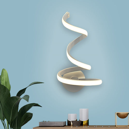 LED Dining Room Sconce Light Modernist White Wall Mounted Lamp with Spiral Acrylic Shade Clearhalo 'Modern wall lights' 'Modern' 'Wall Lamps & Sconces' 'Wall Lights' Lighting' 369769