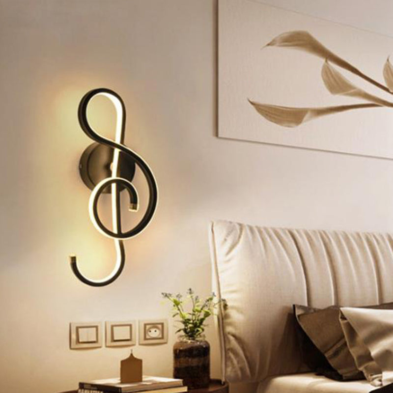 LED Bedside Sconce Light Contemporary White/Black/Coffee Wall Mounted Lighting with Twisted Acrylic Shade, Warm/White Light Black Clearhalo 'Modern wall lights' 'Modern' 'Wall Lamps & Sconces' 'Wall Lights' Lighting' 369773