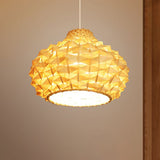 Gourd Ceiling Light Asia Bamboo 1 Bulb Beige Suspended Lighting Fixture for Teahouse Clearhalo 'Ceiling Lights' 'Pendant Lights' 'Pendants' Lighting' 369881