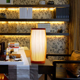 1 Head Living Room Task Lighting Chinese Wood Desk Lamp with Barrel Bamboo Shade Wood Clearhalo 'Lamps' 'Table Lamps' Lighting' 369921