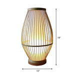1 Bulb Dining Room Desk Lamp Asian Beige Task Lighting with Lantern Bamboo Shade Clearhalo 'Lamps' 'Table Lamps' Lighting' 369940