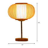 1 Bulb Living Room Desk Light Asia Beige Task Lighting with Pumpkin Bamboo Shade Clearhalo 'Lamps' 'Table Lamps' Lighting' 369965