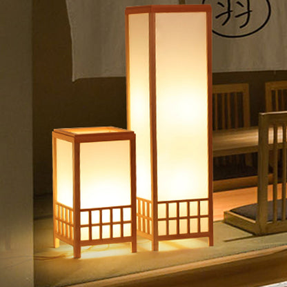 Wood Rectangular Task Light Chinese 1 Bulb Small Desk Lamp in Beige for Restaurant Wood Clearhalo 'Lamps' 'Table Lamps' Lighting' 369971