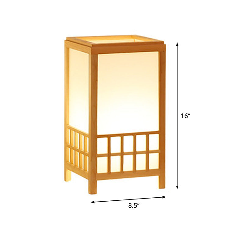 Wood Rectangular Task Light Chinese 1 Bulb Small Desk Lamp in Beige for Restaurant Clearhalo 'Lamps' 'Table Lamps' Lighting' 369975