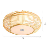 1 Head Bedroom Flush Light Asian Beige Ceiling Mounted Fixture with Donut Bamboo Shade Clearhalo 'Ceiling Lights' 'Close To Ceiling Lights' 'Close to ceiling' 'Flush mount' Lighting' 370035
