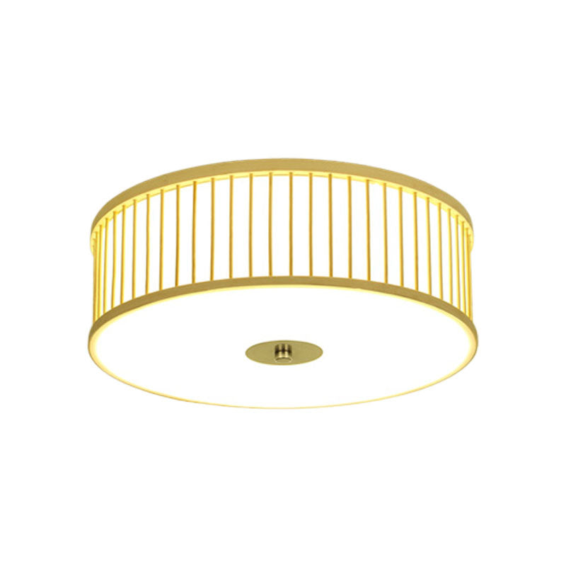 LED Cylinder Flush Mount Japanese Bamboo Ceiling Mounted Light in Beige for Dining Room - Clearhalo - 'Ceiling Lights' - 'Close To Ceiling Lights' - 'Close to ceiling' - 'Flush mount' - Lighting' - 370044