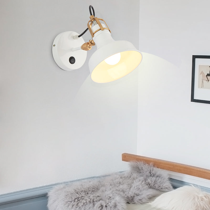 White Barn Wall Sconce Lighting Contemporary Metallic 1 Light Wall Mount Light Fixture with Switch White Clearhalo 'Cast Iron' 'Glass' 'Industrial' 'Modern wall lights' 'Modern' 'Tiffany' 'Traditional wall lights' 'Wall Lamps & Sconces' 'Wall Lights' Lighting' 370132