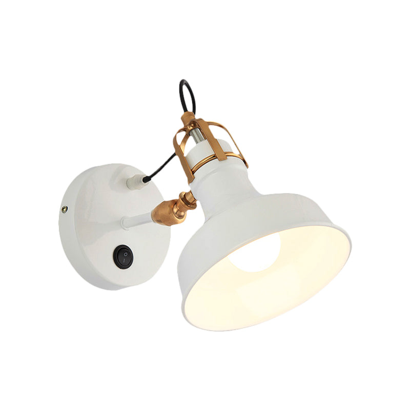 White Barn Wall Sconce Lighting Contemporary Metallic 1 Light Wall Mount Light Fixture with Switch Clearhalo 'Cast Iron' 'Glass' 'Industrial' 'Modern wall lights' 'Modern' 'Tiffany' 'Traditional wall lights' 'Wall Lamps & Sconces' 'Wall Lights' Lighting' 370134