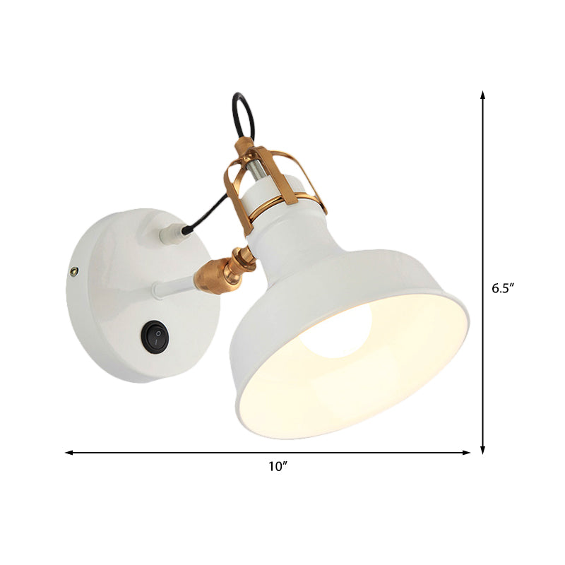 White Barn Wall Sconce Lighting Contemporary Metallic 1 Light Wall Mount Light Fixture with Switch Clearhalo 'Cast Iron' 'Glass' 'Industrial' 'Modern wall lights' 'Modern' 'Tiffany' 'Traditional wall lights' 'Wall Lamps & Sconces' 'Wall Lights' Lighting' 370135