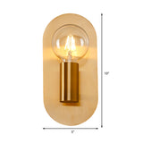 1 Head Exposed Bulb Wall Mount Lamp with Oval Metal Backplate Post Modern Wall Lighting in Gold Clearhalo 'Cast Iron' 'Glass' 'Industrial' 'Modern wall lights' 'Modern' 'Tiffany' 'Traditional wall lights' 'Vanity Lights' 'Wall Lights' Lighting' 370157