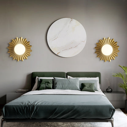 White Glass Sphere Wall Light with Brass Scalloped Backplate 1 Heads Modern Wall Mounted Light Brass Clearhalo 'Cast Iron' 'Glass' 'Industrial' 'Modern wall lights' 'Modern' 'Tiffany' 'Traditional wall lights' 'Vanity Lights' 'Wall Lights' Lighting' 370173