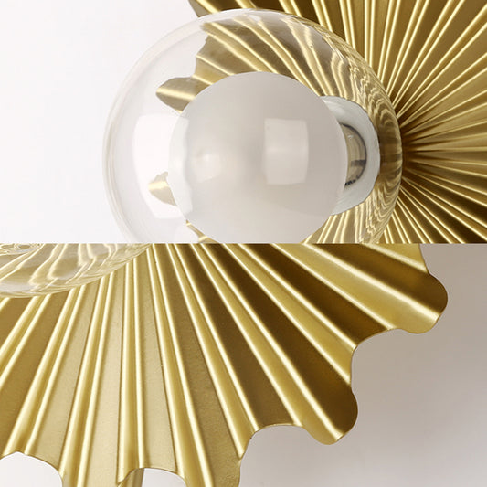 Brass Torch Wall Sconce Light 1 Light Metal and Clear Glass Mid Century Modern Wall Lamp Clearhalo 'Cast Iron' 'Glass' 'Industrial' 'Modern wall lights' 'Modern' 'Tiffany' 'Traditional wall lights' 'Vanity Lights' 'Wall Lights' Lighting' 370183