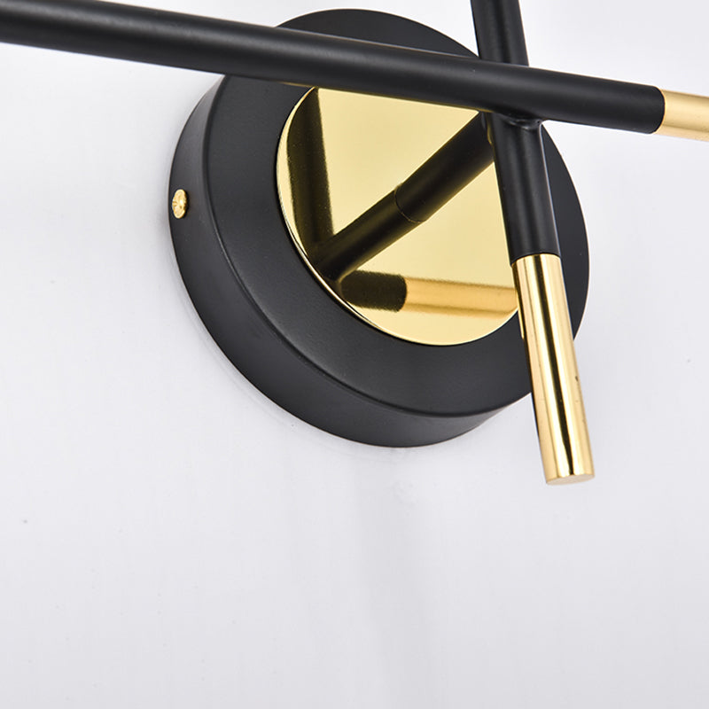 Milk Glass Orb Sconce Light with Cross Design 2 Lights Modern Black and Brass Wall Light - Clearhalo - 'Cast Iron' - 'Glass' - 'Industrial' - 'Modern wall lights' - 'Modern' - 'Tiffany' - 'Traditional wall lights' - 'Vanity Lights' - 'Wall Lights' - Lighting' - 370195