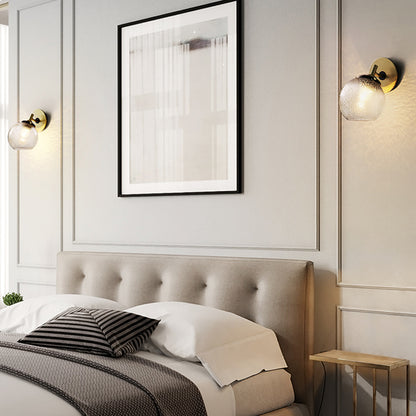 Clear Textured Glass Sphere Wall Lighting Modern Vintage Single Light Mini Wall Mount Light in Gold Gold Clearhalo 'Cast Iron' 'Glass' 'Industrial' 'Modern wall lights' 'Modern' 'Tiffany' 'Traditional wall lights' 'Vanity Lights' 'Wall Lights' Lighting' 370196