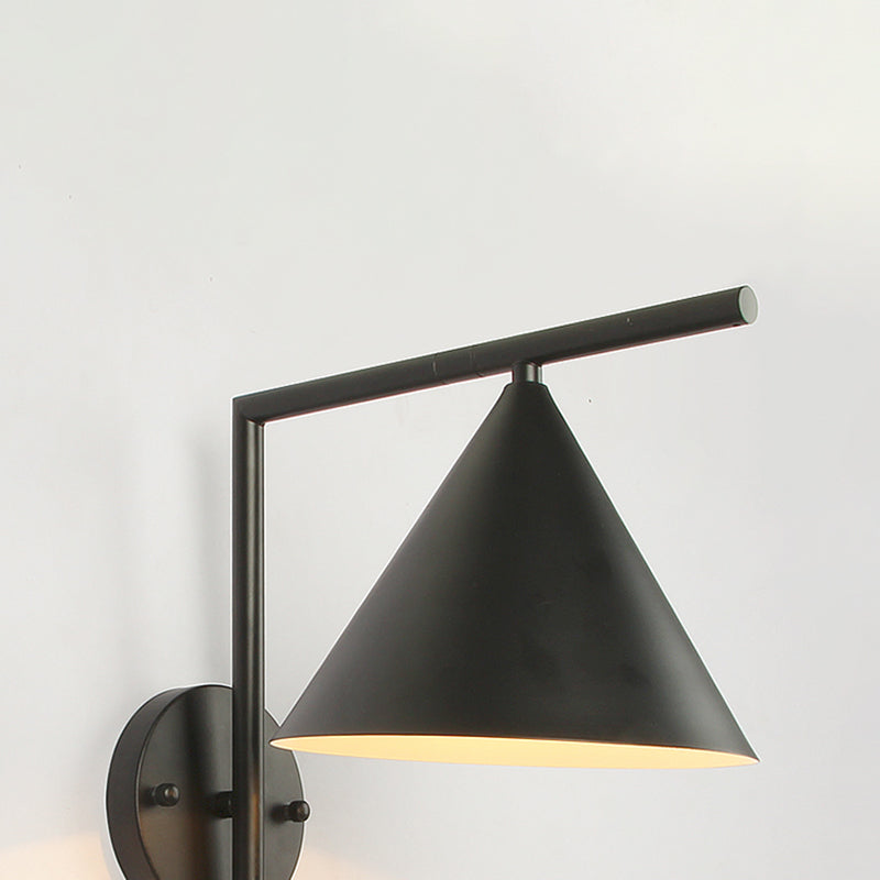 Conical Metal Wall Lighting Contemporary 1 Light Black/White/Gold Sconce Light Fixture over Table, 8" W Clearhalo 'Cast Iron' 'Glass' 'Industrial' 'Modern wall lights' 'Modern' 'Tiffany' 'Traditional wall lights' 'Wall Lamps & Sconces' 'Wall Lights' Lighting' 370212