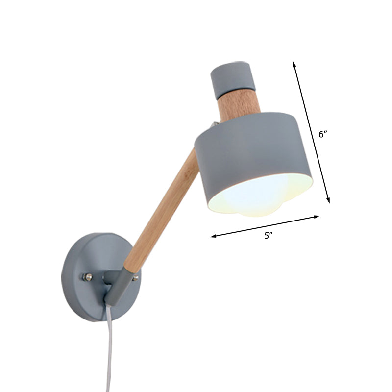 5.5"/6"/7" W Armed Wall Sconce Minimalism Metal 1 Head Wall Mounted Lighting in Grey for Living Room Clearhalo 'Cast Iron' 'Glass' 'Industrial' 'Modern wall lights' 'Modern' 'Tiffany' 'Traditional wall lights' 'Vanity Lights' 'Wall Lights' Lighting' 370220