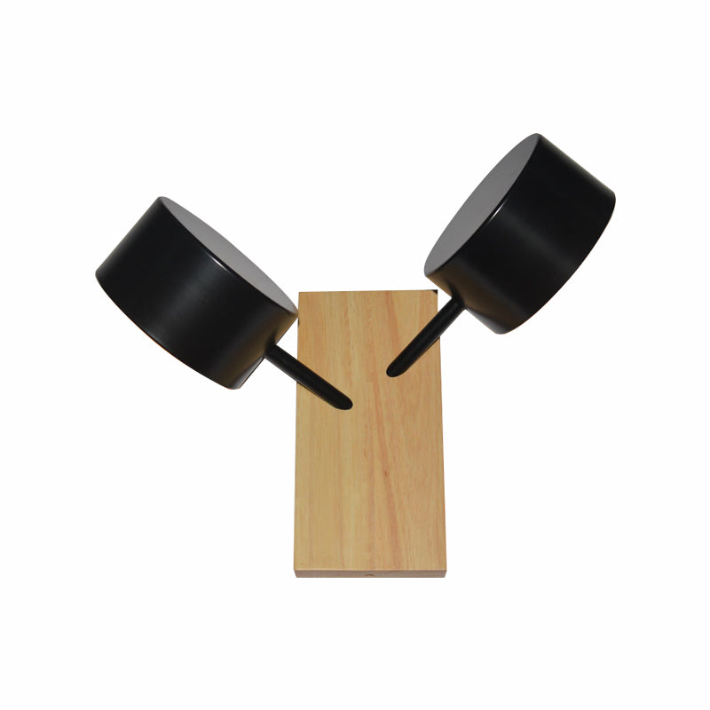 Double Drum Shade Wall Mounted Light Contemporary Metal 2 Bulbs Black/White/Blue Wall Lighting Fixture for Kitchen Clearhalo 'Cast Iron' 'Glass' 'Industrial' 'Modern wall lights' 'Modern' 'Tiffany' 'Traditional wall lights' 'Wall Lamps & Sconces' 'Wall Lights' Lighting' 370264