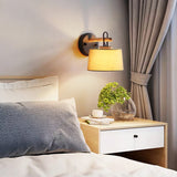 1 Bulb Drum Shade Wall Lighting Fixture Modernist Fabric Bedroom Wall Lamp in Grey Grey Clearhalo 'Modern wall lights' 'Modern' 'Wall Lamps & Sconces' 'Wall Lights' Lighting' 370280