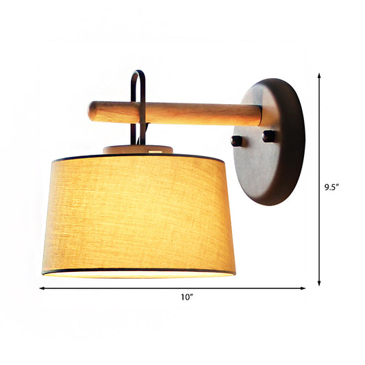 1 Bulb Drum Shade Wall Lighting Fixture Modernist Fabric Bedroom Wall Lamp in Grey Clearhalo 'Modern wall lights' 'Modern' 'Wall Lamps & Sconces' 'Wall Lights' Lighting' 370283