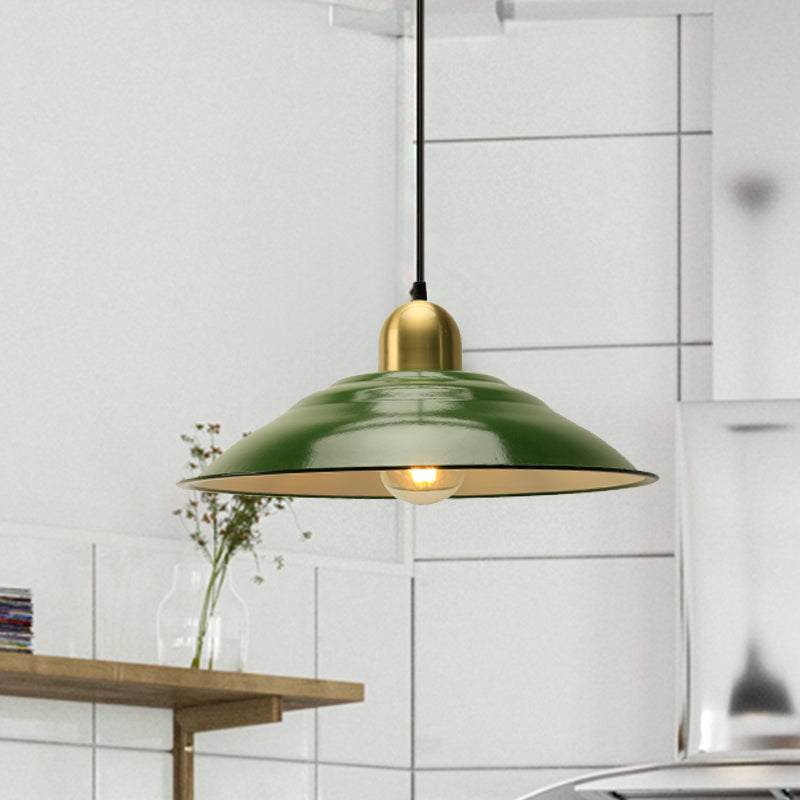 14.5/16 Inch Wide Cone/Barn Pendant Light Loft Metal 1 Light Pendant Ceiling Light in Polished Green Clearhalo 'Art Deco Pendants' 'Cast Iron' 'Ceiling Lights' 'Ceramic' 'Crystal' 'Industrial Pendants' 'Industrial' 'Metal' 'Middle Century Pendants' 'Pendant Lights' 'Pendants' 'Tiffany' Lighting' 370378
