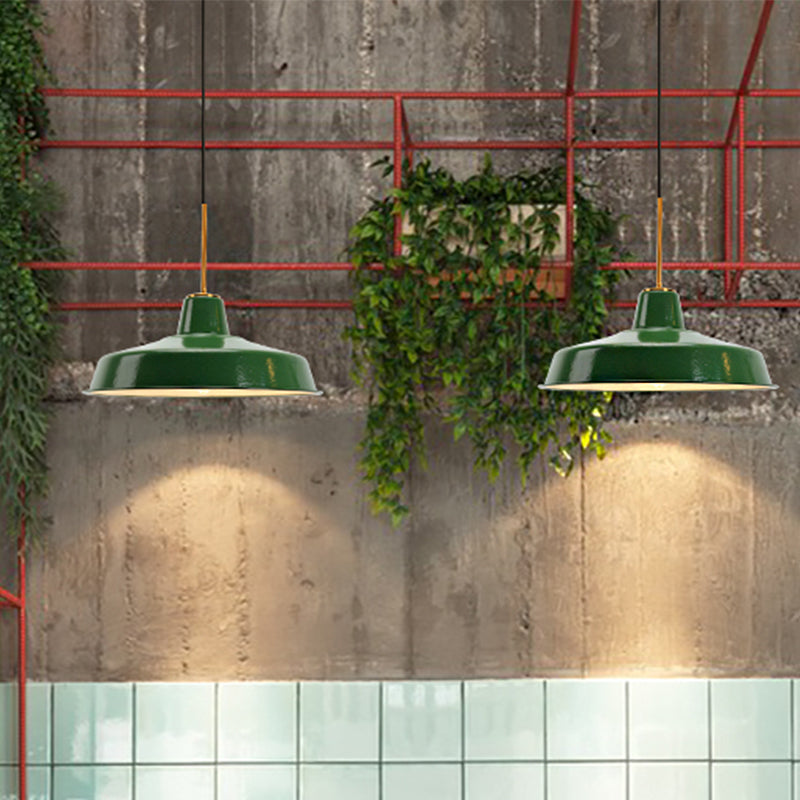 14.5/16 Inch Wide Cone/Barn Pendant Light Loft Metal 1 Light Pendant Ceiling Light in Polished Green Clearhalo 'Art Deco Pendants' 'Cast Iron' 'Ceiling Lights' 'Ceramic' 'Crystal' 'Industrial Pendants' 'Industrial' 'Metal' 'Middle Century Pendants' 'Pendant Lights' 'Pendants' 'Tiffany' Lighting' 370383