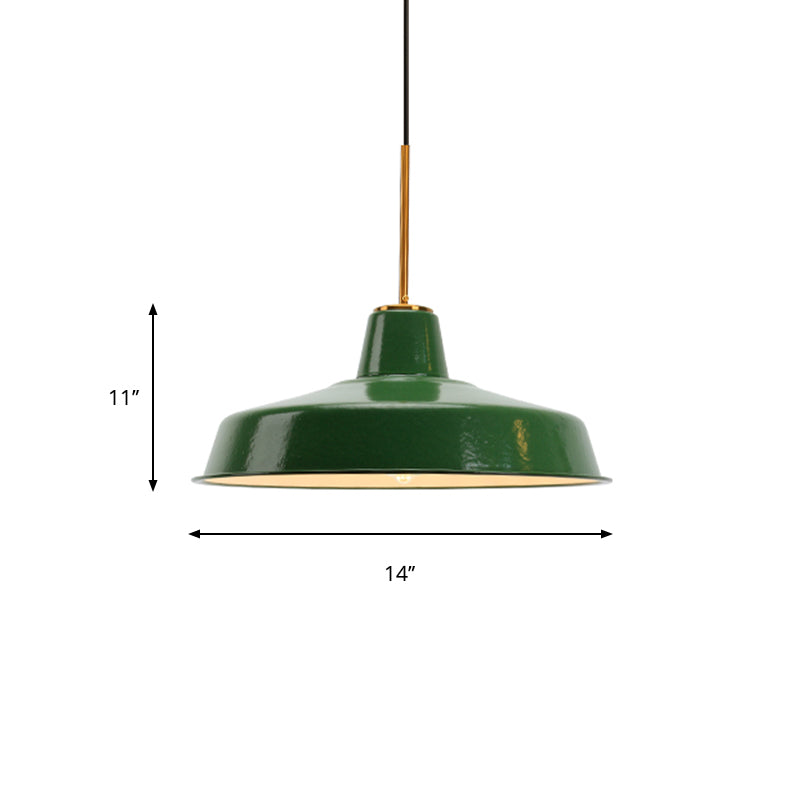 14.5/16 Inch Wide Cone/Barn Pendant Light Loft Metal 1 Light Pendant Ceiling Light in Polished Green Clearhalo 'Art Deco Pendants' 'Cast Iron' 'Ceiling Lights' 'Ceramic' 'Crystal' 'Industrial Pendants' 'Industrial' 'Metal' 'Middle Century Pendants' 'Pendant Lights' 'Pendants' 'Tiffany' Lighting' 370385