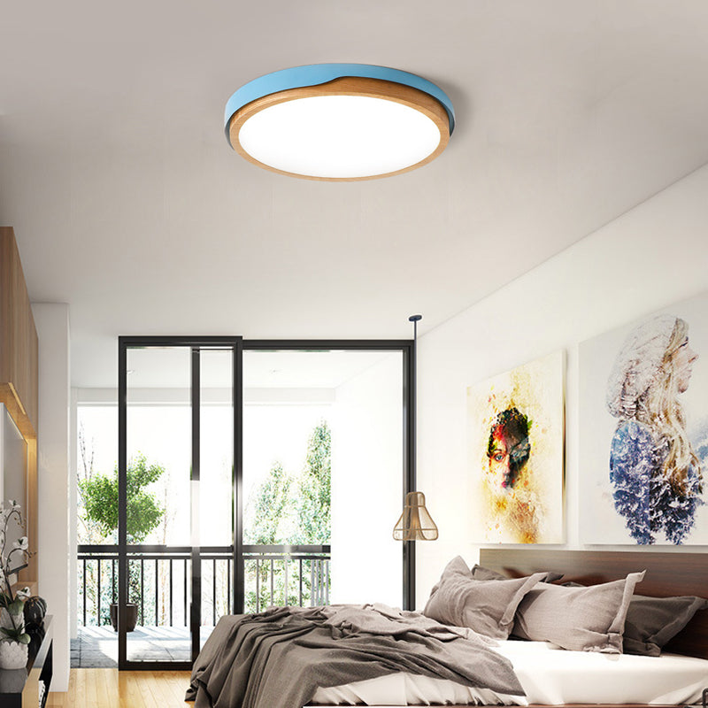 Blue/White Bedroom Flush Mount Light, Nordic Style Acrylic 1 Head Ceiling Lights Flush Mount